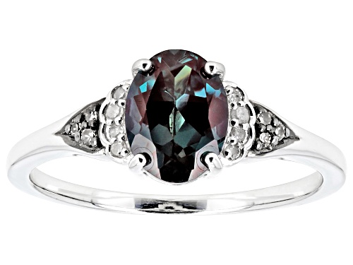 1.23ct Lab Alexandrite With 0.06ctw Champagne And White Diamond Accent Rhodium Over Silver Ring - Size 10