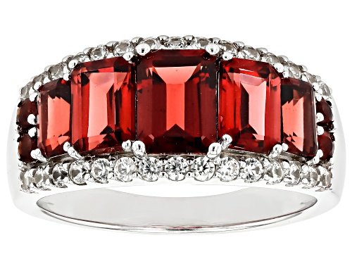 3.16ctw Mixed Shape Vermelho Garnet™ With 0.54ctw White Zircon Rhodium Over Silver Ring - Size 6