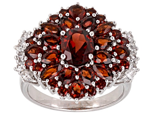 4.52ctw Mixed Shapes Vermelho Garnet™ With 0.49ctw White Zircon Rhodium Over Silver Ring - Size 7