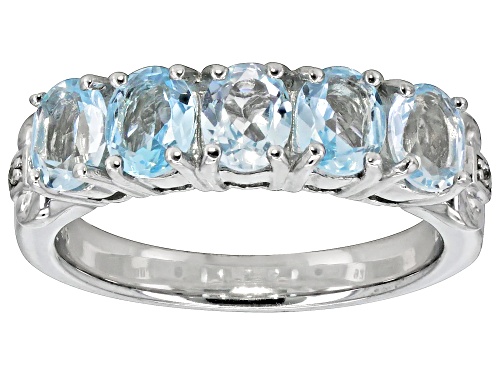 1.74ctw Round Glacier Topaz™ With 0.01ctw White Zircon Rhodium Over Sterling Silver Band Ring - Size 9