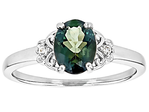 1.96ct Oval Green Labradorite With 0.04ctw White Zircon Rhodium Over Sterling Silver Ring - Size 7