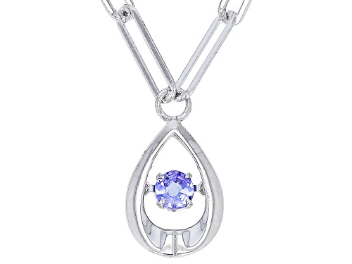 0.27ct Round Tanzanite Rhodium Over Sterling Silver Dancing Paper Clip Necklace - Size 18