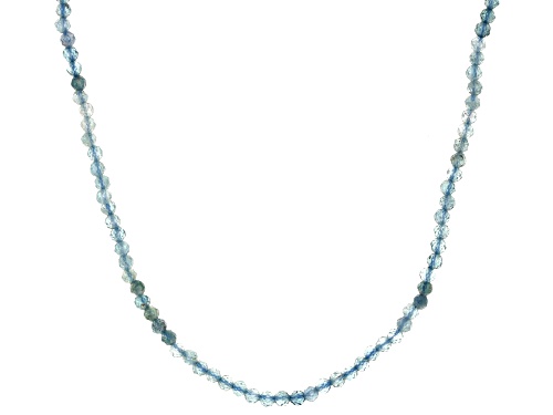 Blue Indicolite Rhodium Over Sterling Silver Bead Necklace - Size 18