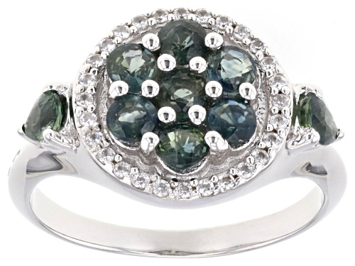 1.42ctw Green Sapphire and 0.17ctw White Zircon Sterling Silver Ring - Size 10