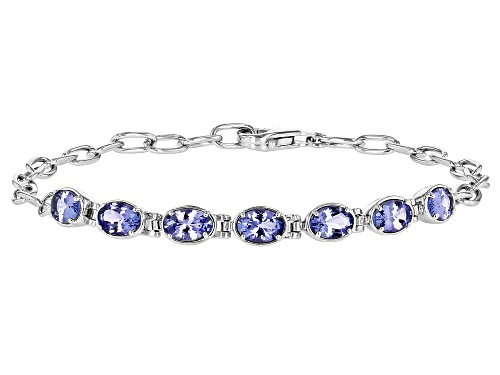 2.74ctw Oval Tanzanite Rhodium Over Sterling Silver Bracelet - Size 8