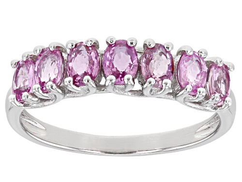 1.25ctw Pink Ceylon Sapphire Rhodium Over Sterling Silver Band Ring - Size 7