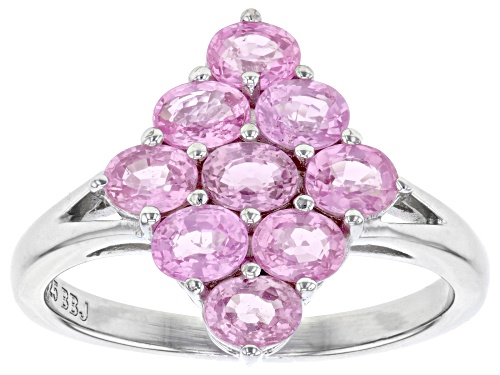 1.27ctw Pink Ceylon Sapphire Rhodium Over Sterling Silver Cluster Ring - Size 8