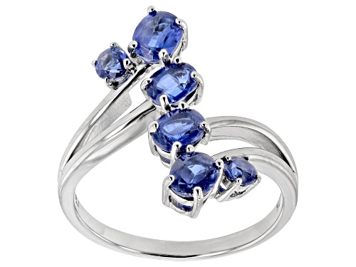 1.50ctw Oval And 0.24ctw Round Kyanite Rhodium Over Sterling Silver Ring - Size 9