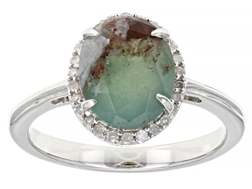 10x8mm Aquaprase® With 0.12ctw White Diamond Rhodium Over Sterling Silver Ring - Size 9