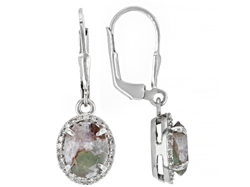 Photo of 9x7mm Aquaprase® With 0.24ctw White Diamond Rhodium Over Sterling Silver Earrings