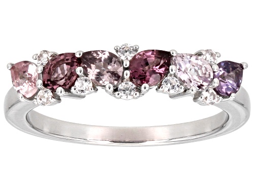 0.61ctw Pear Shape Multicolor Spinel With 0.17ctw White Zircon Rhodium Over Silver Ring - Size 10
