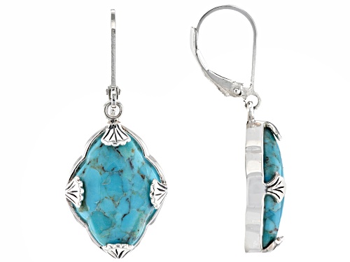 17.5x13mm Custom Turquoise Sterling Silver Dangle Earrings