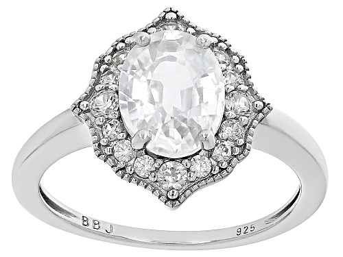 2.58ct Oval And 0.41ctw Round White Zircon Rhodium Over Sterling Silver Ring - Size 10