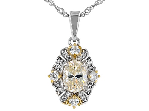 1.50ct Lab Strontium Titanate With 0.91ctw White Zircon Rhodium Over Silver Pendant With Chain