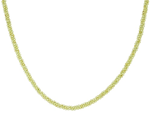 2.5mm Round Manchurian Peridot™ Rhodium Over Sterling Silver Beaded Necklace - Size 20
