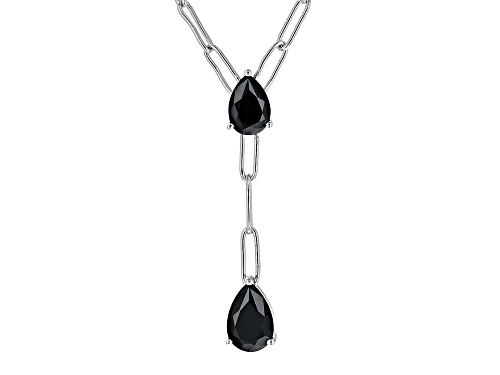 Photo of 5.27ctw Pear shape Black Spinel Rhodium Over Sterling Silver Necklace - Size 18