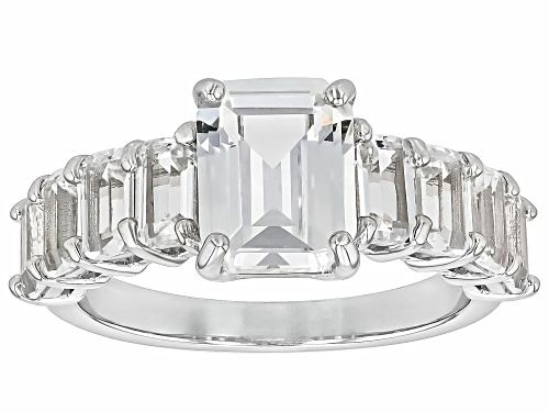 4.40ctw Lab Created White Sapphire Rhodium Over Sterling Silver Ring - Size 8