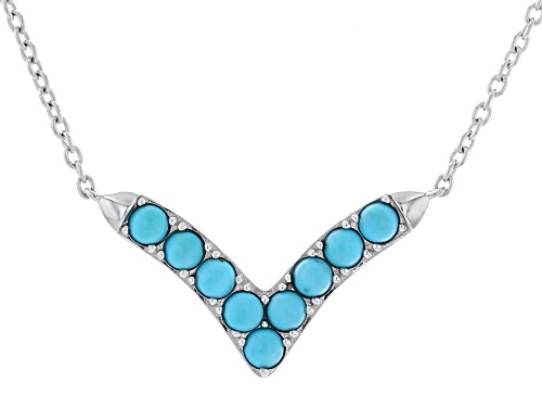 3mm Round Cabochon Sleeping Beauty Turquoise Rhodium Over Sterling Silver Necklace - Size 18