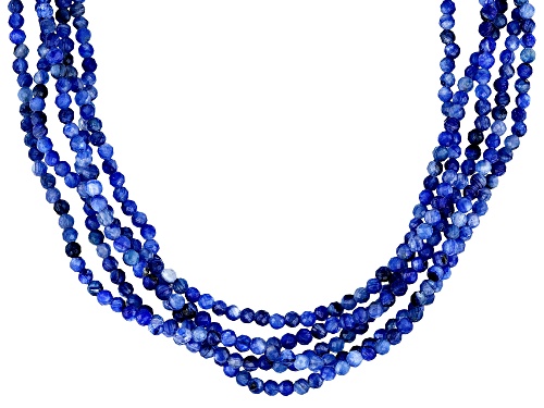 2.5mm Round Kyanite Rhodium Over Sterling Silver Beaded Necklace - Size 18