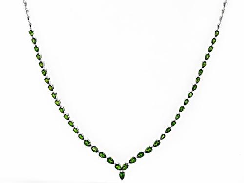 9.99ctw Pear Shape Chrome Diopside Rhodium Over Sterling Silver Necklace - Size 20