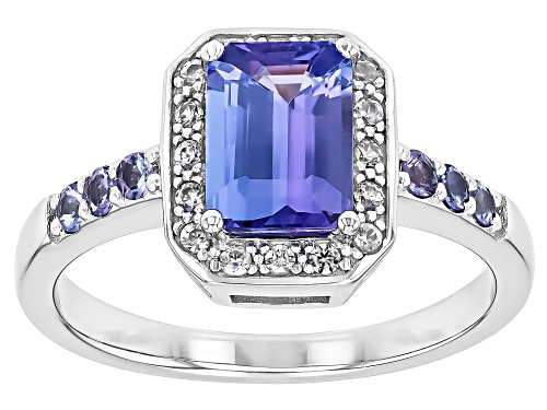 1.55ctw Tanzanite With 0.19ctw White Zircon Rhodium Over Silver Ring - Size 9