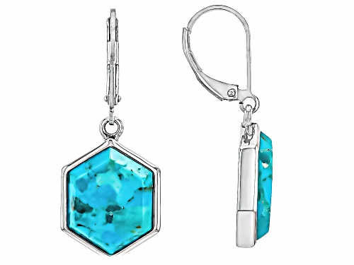 15x12mm Kite Cabochon Turquoise Sterling Silver Dangle Earrings