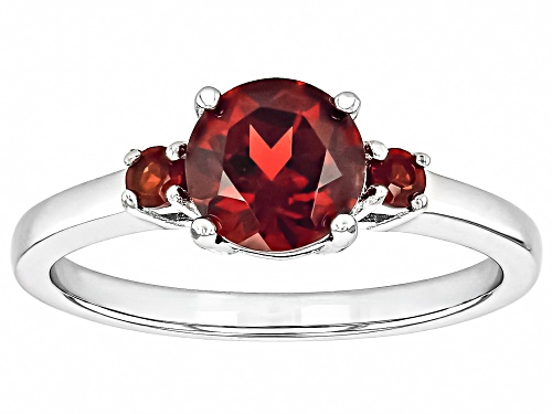 1.47ctw Round Vermelho Garnet™ Rhodium Over Sterling Silver 3-Stone Ring - Size 9