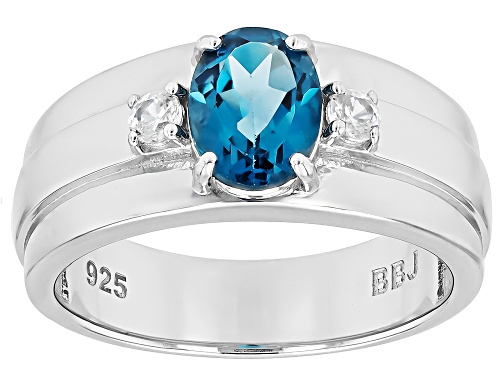 1.30ct London Blue Topaz With 0.17ctw White Zircon Rhodium Over Sterling Silver Ring - Size 10