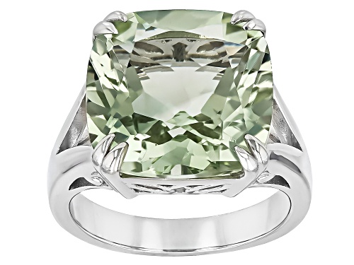 11.00ctw Prasiolite Rhodium Over Sterling Silver Solitaire Ring - Size 6