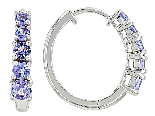 0.93ctw Round Tanzanite Rhodium Over Sterling Silver Hoop Earrings