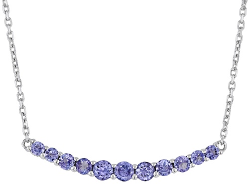 1.19ctw Round Tanzanite Rhodium Over Sterling Silver Necklace - Size 18