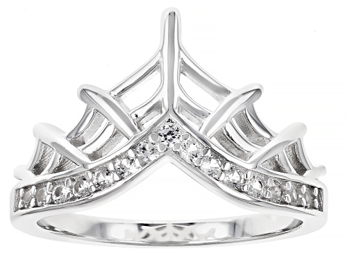 0.28ctw Round Lab Created White Sapphire Rhodium Over Sterling Silver Spider Web Ring - Size 7