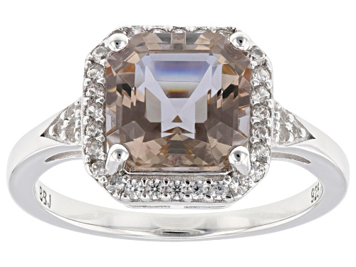 2.55ct Square Asscher Cut Color Change Zandrite(R) With .29ctw White Zircon Rhodium Over Silver Ring - Size 9