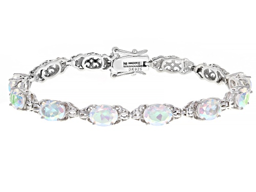 9.08ctw Oval Zero Jupiter™ Quartz Rhodium Over Sterling Silver Bracelet - Size 8