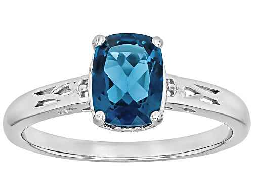 1.40ct Cushion London Blue Topaz Rhodium Over Sterling Silver Solitaire Ring - Size 7