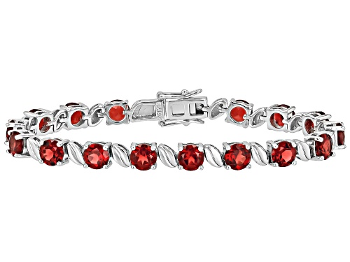 16.36ctw Round Vermehlo Garnet™ Rhodium Over Sterling Silver Tennis Bracelet - Size 8