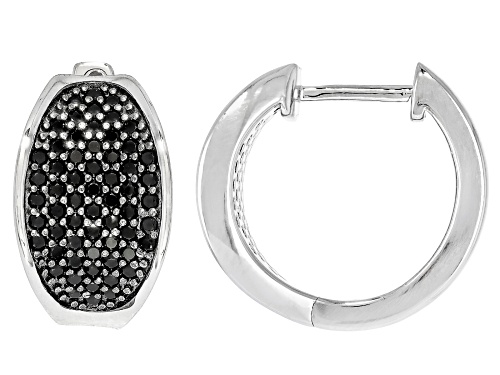 0.97ctw Round Black Spinel Rhodium Over Sterling Silver Earrings