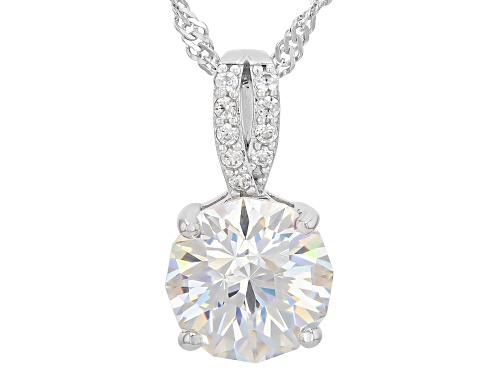 3.67ct Dodecagon Cut Strontium Titanate With .08ctw Zircon Rhodium Over Silver Pendant/Chain