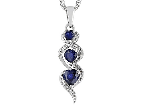 0.85ctw Mahaleo® Sapphire With .14ctw White Zircon Rhodium Over Silver Pendant With Chain