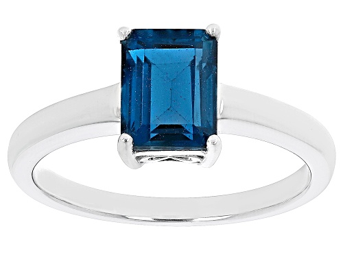 1.70ct Rectangular Octagonal London Blue Topaz Rhodium Over Sterling Silver Solitaire Ring - Size 9