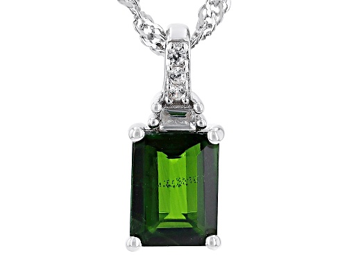 1.50ct Chrome Diopside With 0.07ctw White Zircon Rhodium Over Silver Pendant With Chain