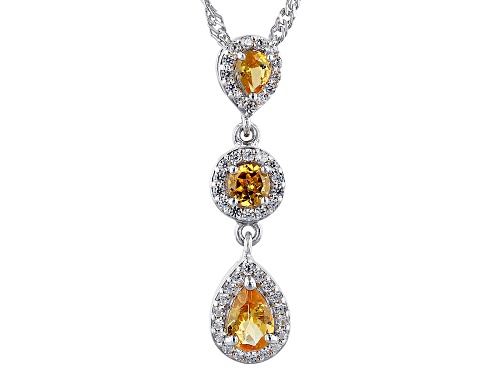 0.78ctw Spessartite Garnet With 0.27ctw White Zircon Rhodium Over Silver Pendant With Chain