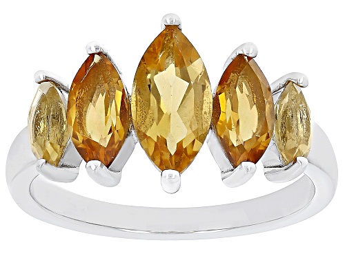 2.01ctw Marquise Madeira Citrine Rhodium Over Sterling Silver Ring - Size 8