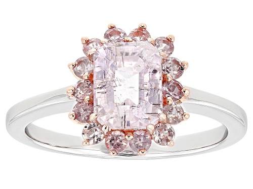 Photo of 1.75ct Octagonal Pink Kunzite with 0.60ctw Color Shift Garnet Rhodium Over Sterling Silver Ring - Size 9