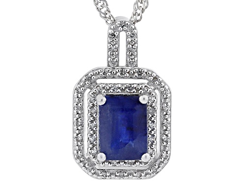 Photo of 2.14ct Mahaleo® Sapphire With 0.30ctw White Zircon Rhodium Over Silver Pendant/Chain