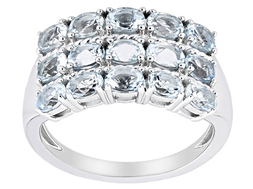 1.91ctw Round Aquamarine Rhodium Over Sterling Silver Ring - Size 8