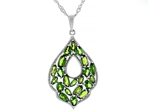 2.64ctw Mixed Shapes Chrome Diopside Rhodium Over Sterling Silver Pendant With Chain
