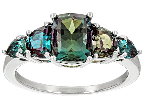 2.52ctw Mixed Shapes Lab Created Alexandrite Rhodium Over Sterling Silver Ring - Size 7