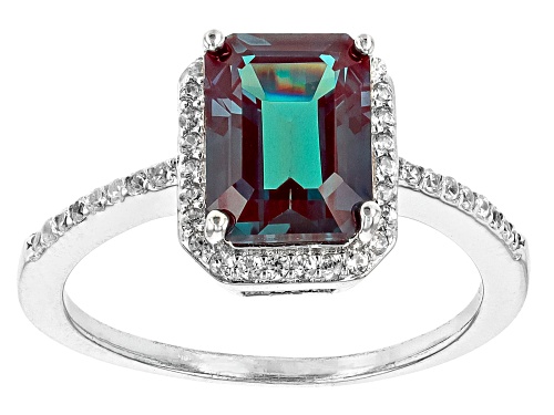 2.59ct Lab Created Alexandrite With 0.29ctw White Zircon Rhodium Over Silver Ring - Size 7