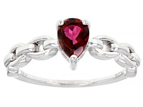 0.52ct Pear Shape Magenta Petalite Rhodium Over Sterling Silver Solitaire Ring - Size 9